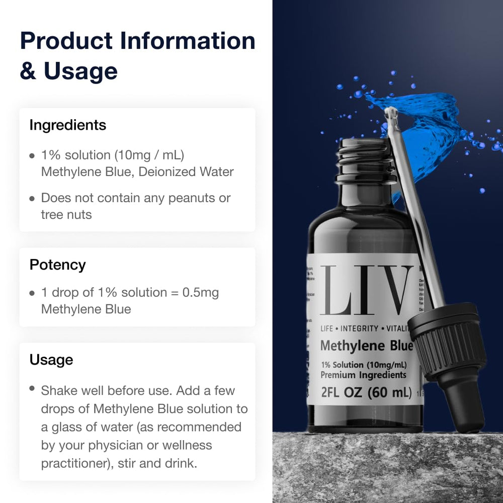 Illustration showing cognitive support benefits of methylene blue.