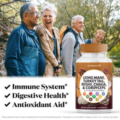 Illustration of cognitive and immune health support from mushroom blend