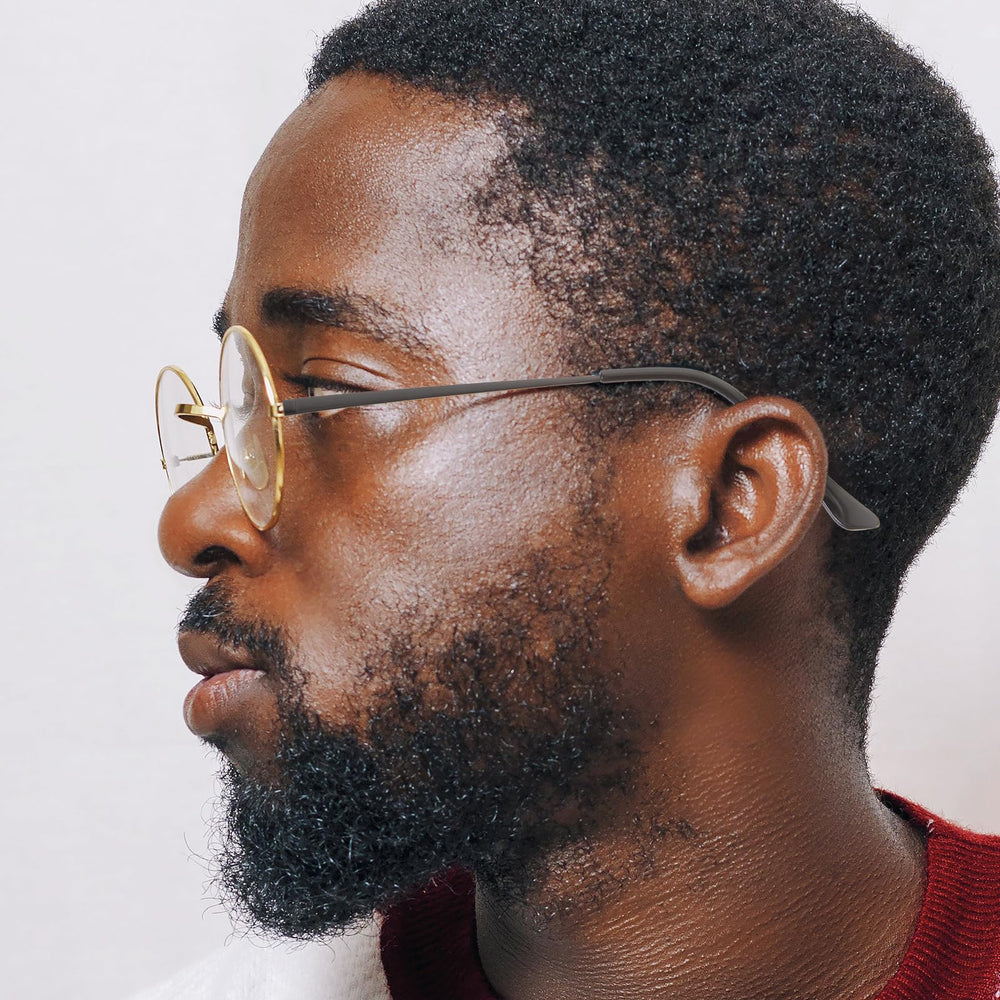 Black metal eyeglasses arms with streamlined design