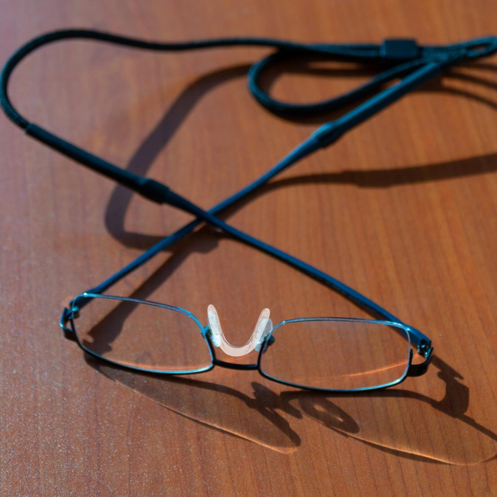Glasses with silicone nose pads preventing slipping