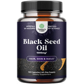 Box and bottle of cold pressed black seed oil capsules