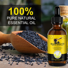 Close-up of cold-pressed black seed oil