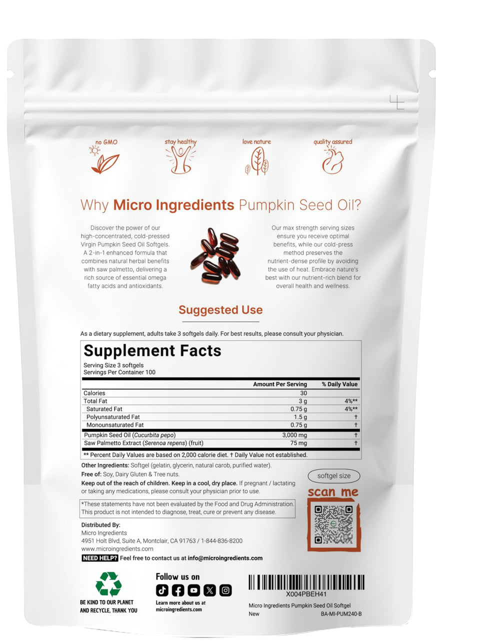 Cold pressed pumpkin seed oil bottle