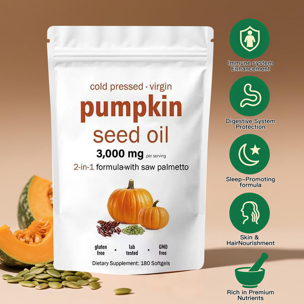 Cold-pressed virgin pumpkin seed oil bottle