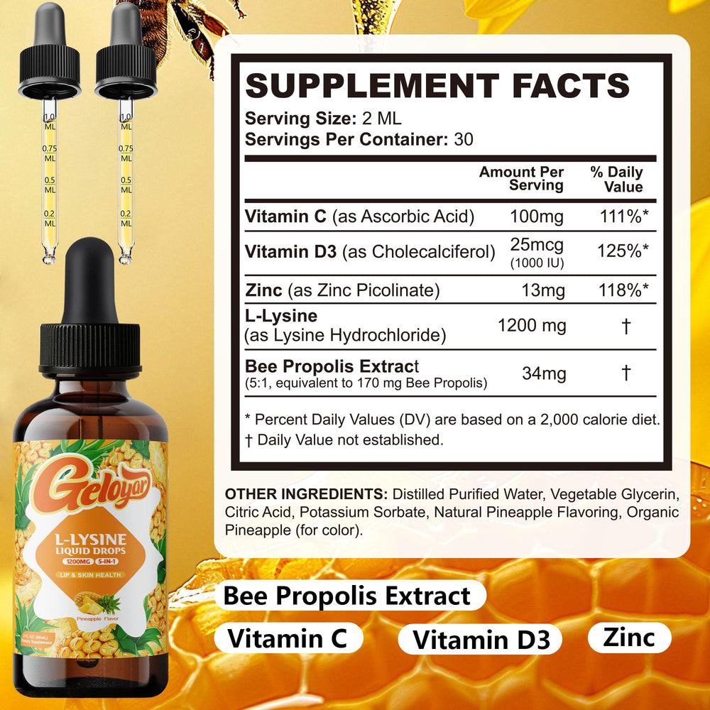 Liquid lysine drops for cold sore prevention