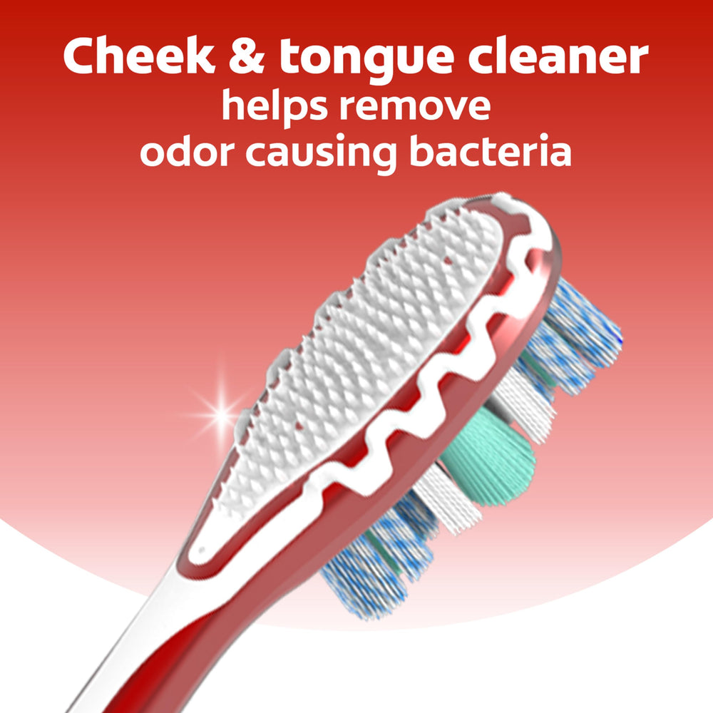 Cheek and tongue cleaner feature on Colgate 360 toothbrush
