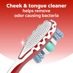 Cheek and tongue cleaner feature on Colgate 360 toothbrush
