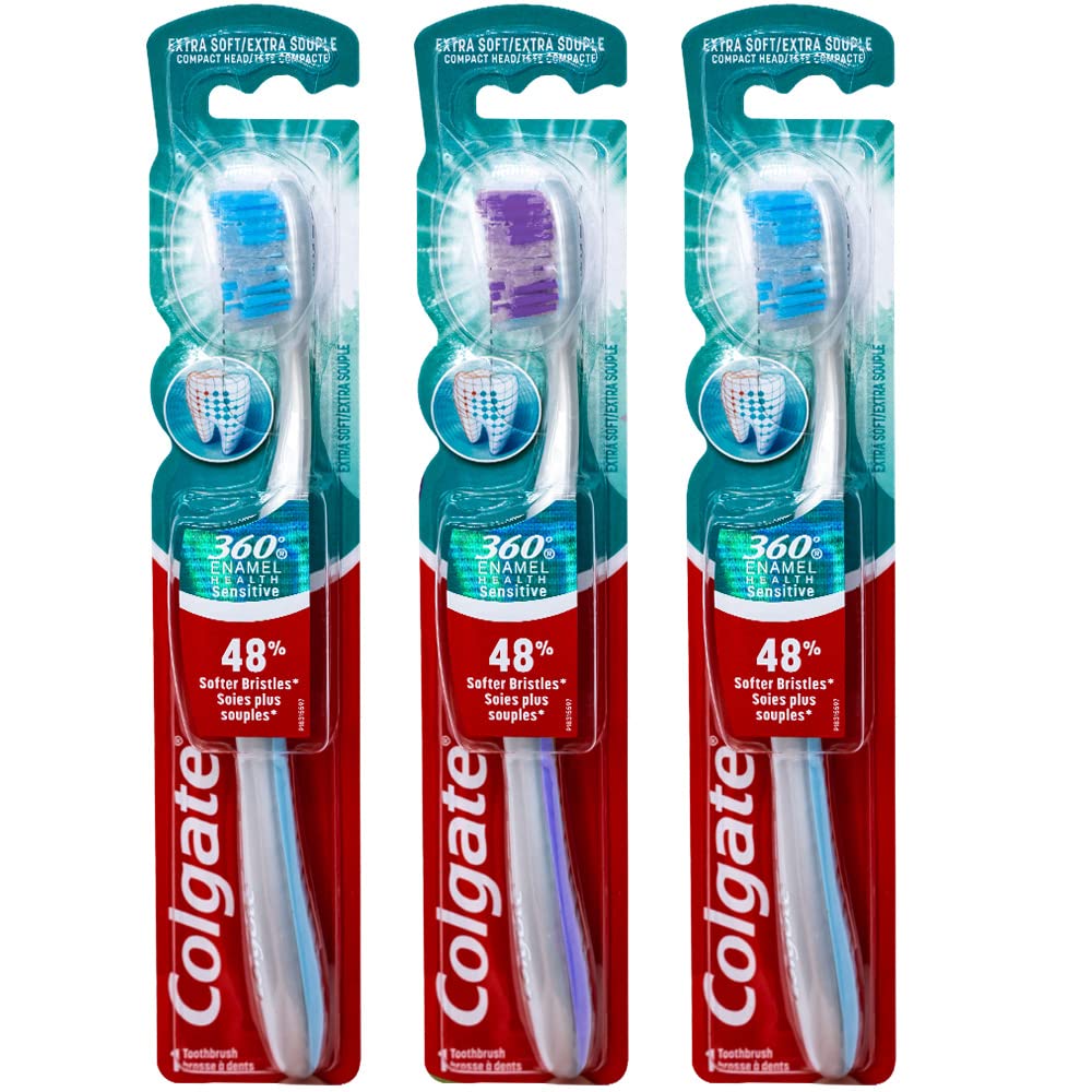 Colgate 360 Enamel Health Sensitive toothbrush with compact head, colors vary