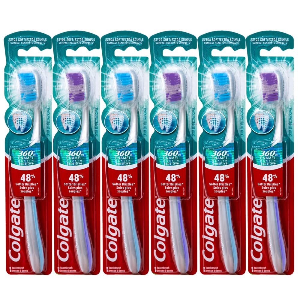 Colgate 360 Enamel Health Sensitive Toothbrush with compact head and extra-soft bristles