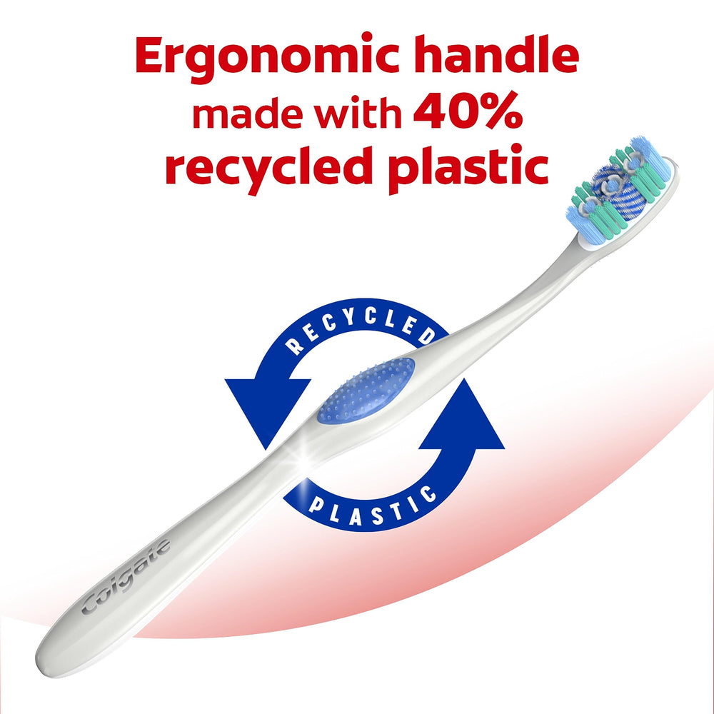 Spiral polishing bristles on Colgate 360 Optic White Soft toothbrush