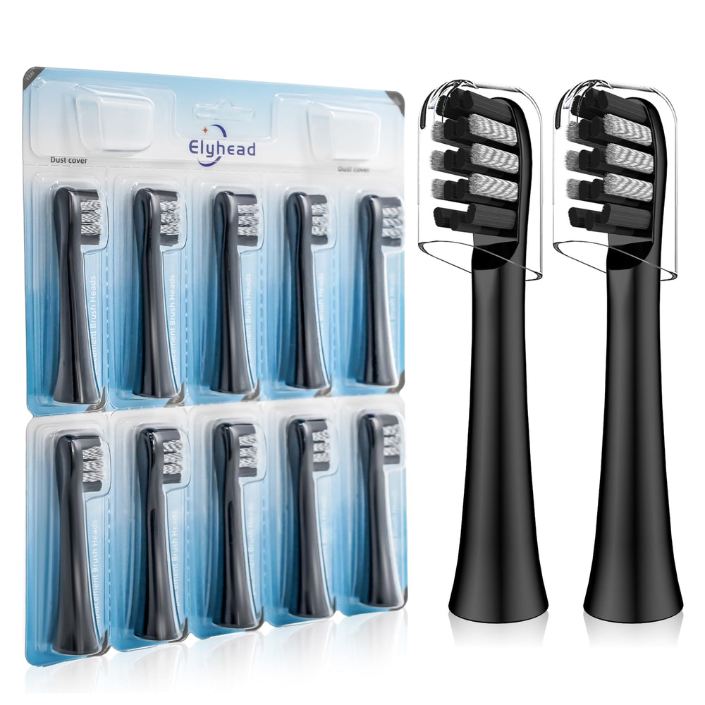 Replacement toothbrush heads compatible with Colgate 360 Power Charcoal battery toothbrush in black