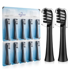 Replacement toothbrush heads compatible with Colgate 360 Power Charcoal battery toothbrush in black