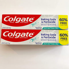 Colgate Baking Soda & Peroxide Whitening toothpaste Frosty Mint Stripe 4 oz bottle and tube
