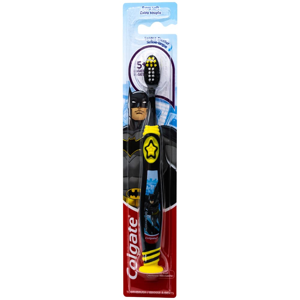 Colorful Colgate Batman toothbrushes for children