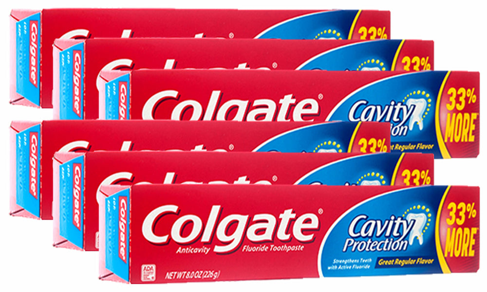 Colgate Cavity Protection Fluoride Toothpaste Regular Flavor 8 oz Pack of 6