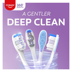 Polishing cups on Colgate 360 Enamel Health toothbrush gently removing stains