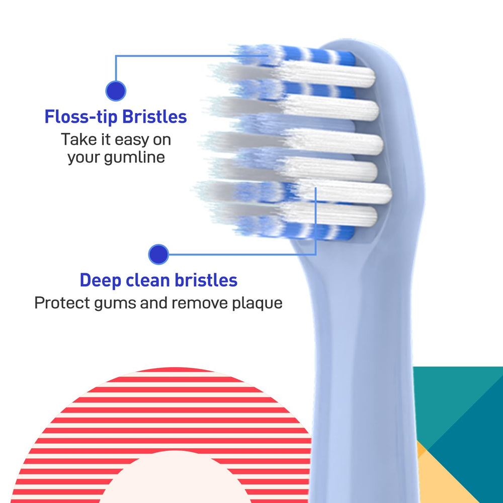 Close-up of two-bristle design on Hum replacement heads