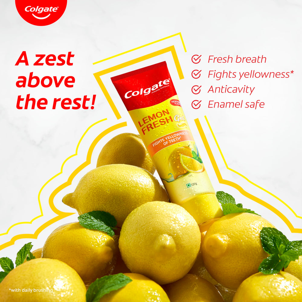 Lemon slice and toothpaste showcasing freshness