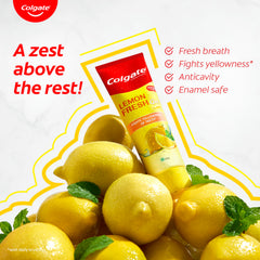Lemon slice and toothpaste showcasing freshness