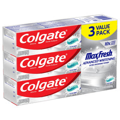 Colgate Max Fresh Advanced Whitening toothpaste Clean Mint 3-pack box