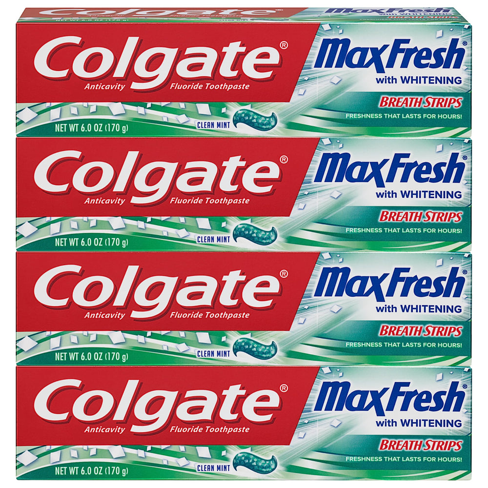 Colgate Max Fresh Toothpaste with Breath Strips – Clean Mint, 6 oz tube, 4-pack – product image 1