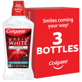 Colgate Optic White Mouthwash Fresh Mint 946 mL 3-pack bottle front view