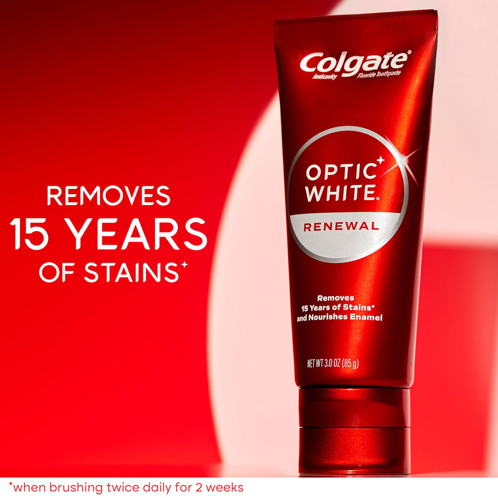 Three Colgate Optic White Renewal 3.0 oz toothpaste tubes