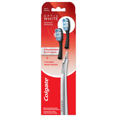 Colgate Optic White replaceable-head toothbrush starter kit with metal handle