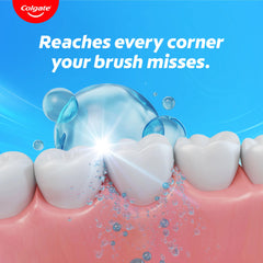 Close-up of alcohol-free Colgate Plax formula imagery