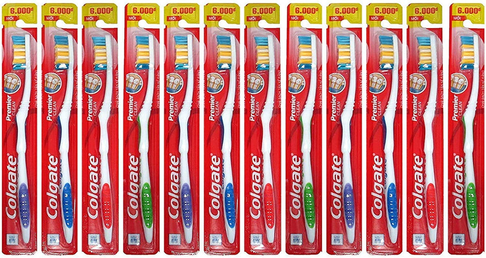 Colgate Premier Extra Clean toothbrushes 12-pack - back view with tongue scraper