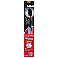 Set of four Colgate Slimsoft charcoal toothbrushes (black)