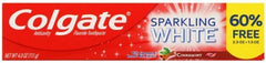 Close-up of Colgate Sparkling White Cinnamint tube packaging