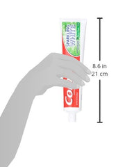 Back of Colgate toothpaste tube with ingredients and usage info