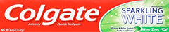 Close-up of Colgate toothpaste tube showing mint flavor