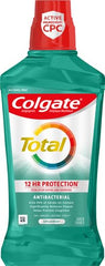 Close-up of Colgate Total Pro-Shield label with Spearmint flavor