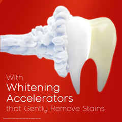 Close-up of whitening accelerators on toothpaste surface