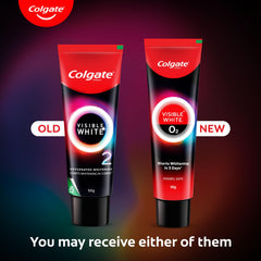 Colgate Visible White O2 toothpaste packaging box