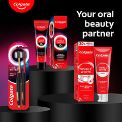 Lifestyle scene with Colgate Visible White O2 toothpaste