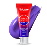 Colgate Visible White Purple Toothpaste packaging showing 100g and 20g tubes