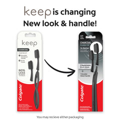 Two replaceable brush heads included with Colgate Keep Charcoal Starter Kit