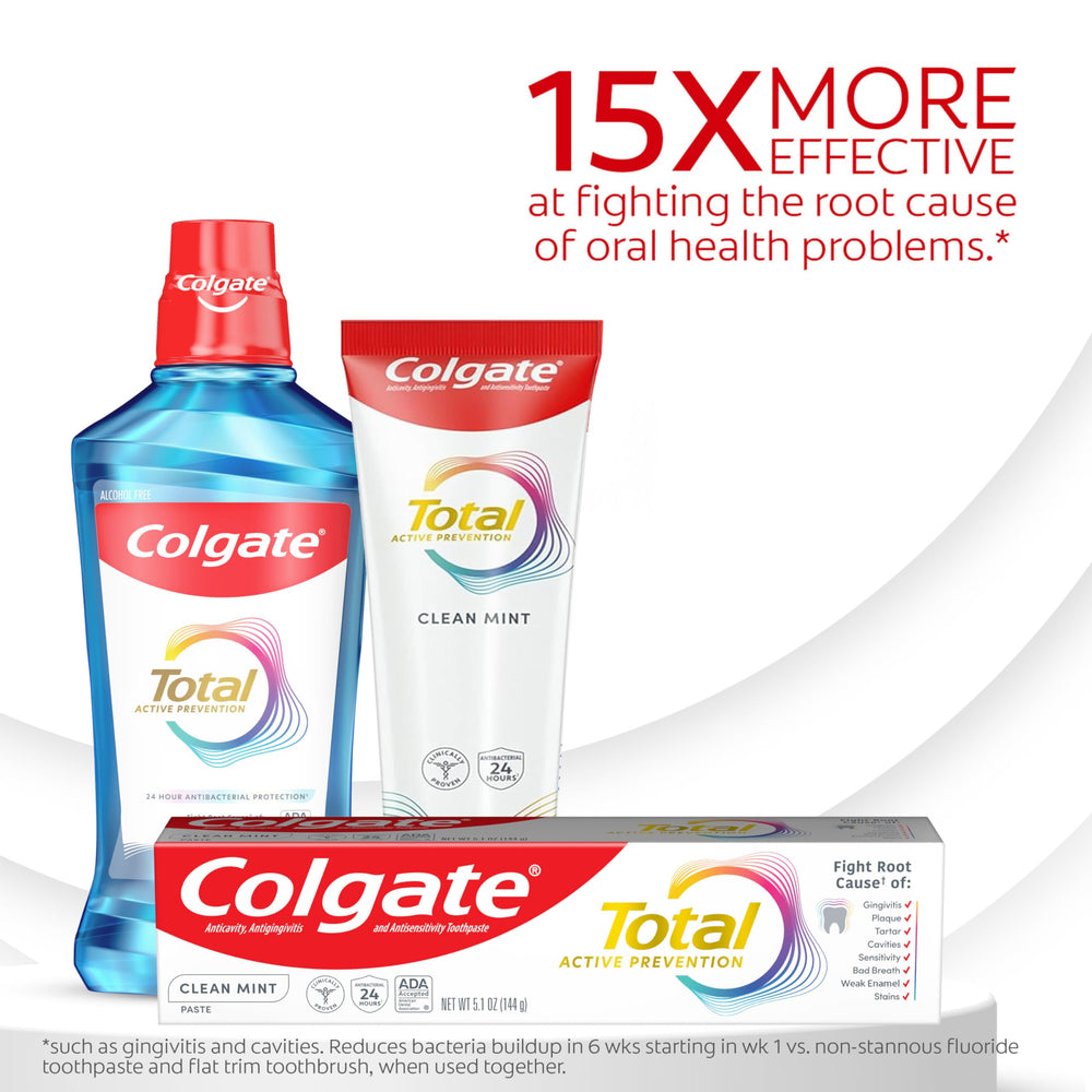 Colgate Total Clean Mint 4-pack toothpaste box back view