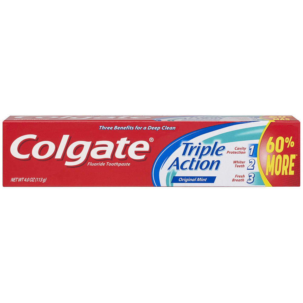 Colgate Triple Action Mint toothpaste tube – front view