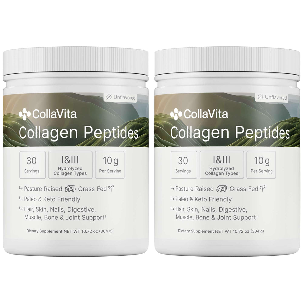 Front view of Colla Vita collagen powder tub (10 oz, 2-pack)