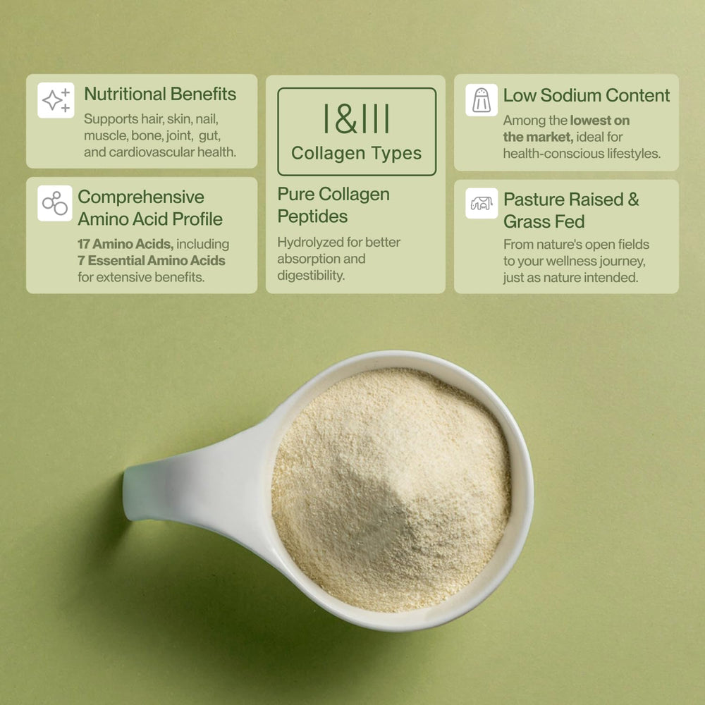 Close-up of hydrolyzed collagen powder being poured