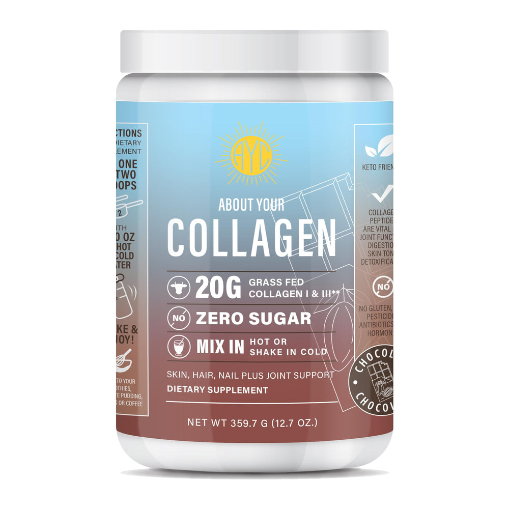 Hero shot of chocolate collagen peptides powder canister