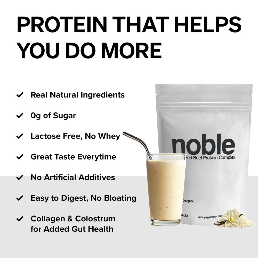 Collagen, colostrum and organ blend ingredients in Noble protein formula