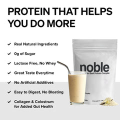 Collagen, colostrum and organ blend ingredients in Noble protein formula