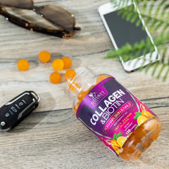 Gummy bottle on clean background with product details