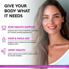 USA-made collagen peptides bottle with vitamins C and E and hyaluronic acid