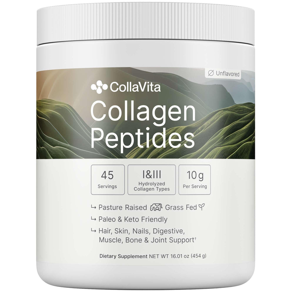 Collagen peptides powder bottle, grass-fed, pasture-raised, 16 oz